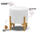 Ver imagem 3 de Puff Stella Corano Branco Base Madeira Castanho - D’Rossi
