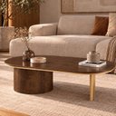 Ver imagem 1 de Mesa de Centro Oval Aurora 137 cm Castanho/Gold