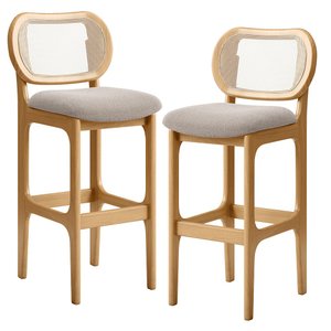 Kit 02 Banquetas Altas Para Cozinha Bancada Sala Tela Betta Fixa L02 Bouclê Bege - Lyam Decor