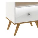 Ver imagem 2 de Mesa de Cabeceira Retro 01 Gaveta Nogal Branco Fellicci Moveis