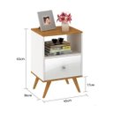 Ver imagem 3 de Mesa de Cabeceira Retro 01 Gaveta Nogal Branco Fellicci Moveis
