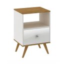Ver imagem 1 de Mesa de Cabeceira Retro 01 Gaveta Nogal Branco Fellicci Moveis