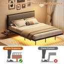 Ver imagem 6 de Cama Casal com Cabeceira Estofada e Mesas Laterais 148 cm Estrutura em Aço Preto e Carregamento USB