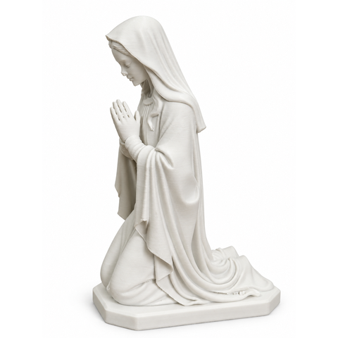 Virgem Maria Ajoelhada Rezando Imagem Religiosa:Branco