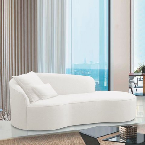 Divã Recamier Curvo Sala de Estar Recepção Inglaterra 220cm Lado Direito Bouclé