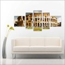 Ver imagem 2 de Quadro Decorativo Cidade Roma Coliseu Itália Salas Interiores Mosaico 5 Peças Com Moldura