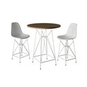 Ver imagem 1 de Jogo Mesa Bistrô Eames Tampo Amêndoa 60cm 2 Banquetas Branca Base Ferro Branco