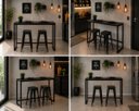 Ver imagem 4 de Mesa Jantar Aparador Bancada Alta Industrial 160x30cm Tampo Preto Pés Preto