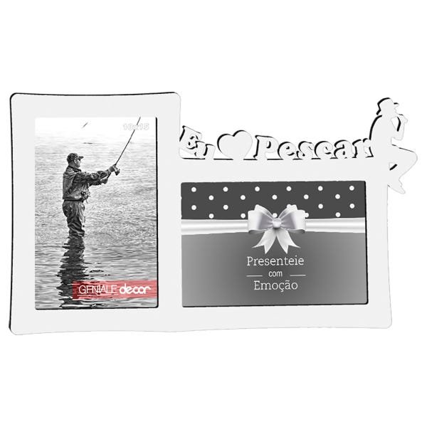 Porta-retrato Quadro Para Decorar Presentear Hobby Eu Amo Pescar Presente Para Pescador Branco - 1