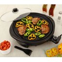 Ver imagem 3 de Panela Smart Grill Redondo Grelha Elétrica 127v Antiaderente 30 Cm Tampa De Vidro 1200w Bandeja