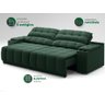 Sofá com Porta Copos Carregador Usb Ret Rec Samurai 2,30m Velosuede Verde - Netsofas - 6