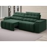 Sofá com Porta Copos Carregador Usb Ret Rec Samurai 2,30m Velosuede Verde - Netsofas - 2