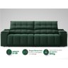Sofá com Porta Copos Carregador Usb Ret Rec Samurai 2,30m Velosuede Verde - Netsofas - 5