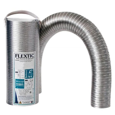 Tubo Flexível de Alumínio Flextic Para Aquecedor de Água a Gás Diâmetro 80mm Comprimento 1,5m
