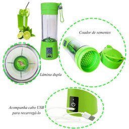 Mini Liquidificador Portátil Elétrico 380 Ml Academia Shakes Sucos Vitamina Pequeno Resistente - Ver - 2