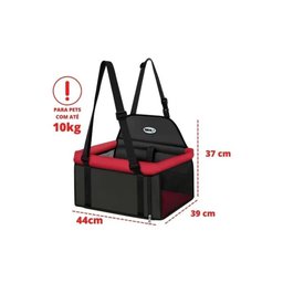 Cadeirinha Assento para Transporte de Cães e Gatos até 10kg - Tubline - Preto e Vermelho - 2