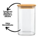 Ver imagem 7 de Conjunto Porta Mantimento 3 Potes Herméticos Vidro Borossilicato Tampa Bambu 19cm, 15cm e 12cm