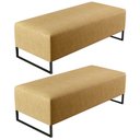 Ver imagem 1 de Kit 02 Puffs Decorativo Sala de Estar Bali W01 Base Ferro 120x50 Cm Couríssimo Fendi - Lyam Decor