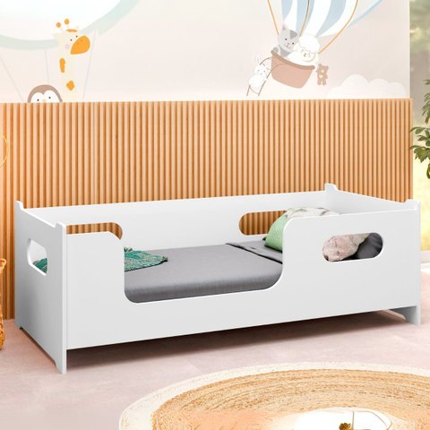 Cama Branca Unissex Master Solteiro em Mdf com Colchão D20
