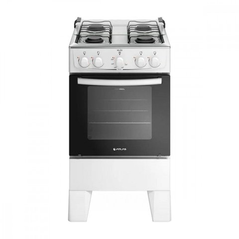Fogão 4 Bocas Preto com Mesa Inox Atlas Milão