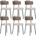 Ver imagem 1 de Kit 06 Cadeiras Decorativas Estofada Sala Jantar Barcelona L02 Couríssimo Marrom Linho Bege - Lyam L