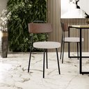 Ver imagem 2 de Kit 06 Cadeiras Decorativas Estofada Sala Jantar Barcelona L02 Couríssimo Marrom Linho Bege - Lyam L