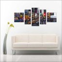 Ver imagem 2 de Quadro Decorativo Cidade New York Times Square Salas Interiores Mosaico 5 Peças Com Moldura