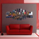 Ver imagem 1 de Quadro Decorativo Cidade New York Times Square Salas Interiores Mosaico 5 Peças Com Moldura