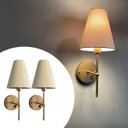 Ver imagem 1 de Kit 2 Arandelas de Parede Clássica Alumínio Interruptor com Cúpula Tecido Algodão Ref 05