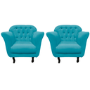 Ver imagem 3 de Kit 2 Poltronas Decorativa Dália Suede Azul Tifany Pés Madeira Mz Decor