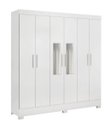 Ver imagem 1 de Guarda-Roupa Casal Prático 6 Portas 3 Gavetas com Espelho Elite Demóbile Branco