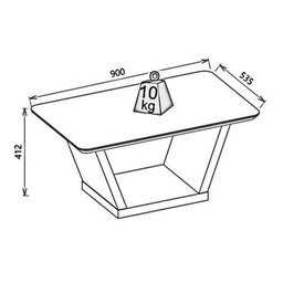 Mesa de Centro Fratello Com Tampo Madeira Canto Curvo Com Vidro DJ Móveis Branco Brilho Vidro - 3 Mesa de Centro Fratello Com Tampo Madeira Canto Curvo Com Vidro DJ Móveis Branco Brilho Vidro - 3