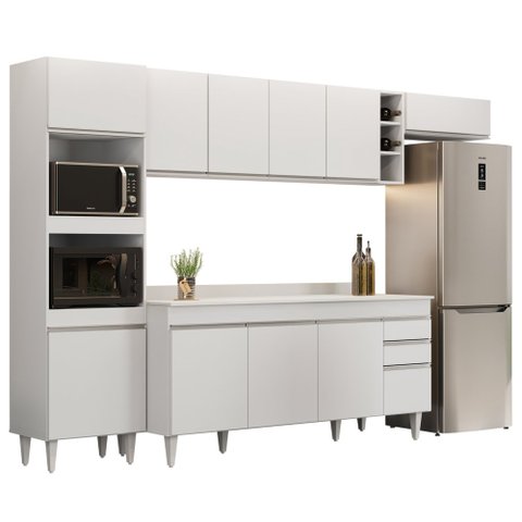 Armário de Cozinha Modulada 5 Peças CP17 Balcão com Tampo Branco - Lumil Lumil Móveis