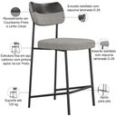 Ver imagem 4 de Kit 08 Banquetas Baixa Bar Cozinha Sala Jantar Preto Elira L02 Couríssimo Preto Linho Cinza - Lyam