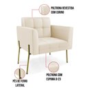 Ver imagem 5 de Poltrona Pé de Ferro Dourado para Sala Elisa Corino D03 - D’Rossi