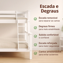 Ver imagem 5 de Beliche Casal Alta de Madeira com Grade de Proteção e Escada Robusta Reforçada