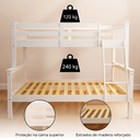 Ver imagem 4 de Beliche Casal Alta de Madeira com Grade de Proteção e Escada Robusta Reforçada