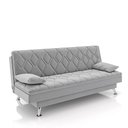 Ver imagem 1 de Sofá Cama Sala de Estar 193cm Belinda com Pés Alumínio Veludo Cinza Claro G45 - Gran Belo
