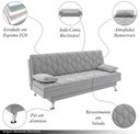 Ver imagem 3 de Sofá Cama Sala de Estar 193cm Belinda com Pés Alumínio Veludo Cinza Claro G45 - Gran Belo