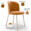 Ver imagem 4 de Kit 3 Cadeiras Sala de Jantar Estofada Gavi Arena L02 Couríssimo Whisky - Lyam Decor