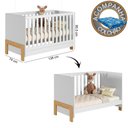 Ver imagem 2 de Berço Mini Cama Fantasia e Roupeiro com Cômoda Qencanto Slim Freijó Branco Acetinado Qmovi + Colchão