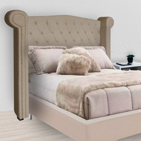 Cabeceira Estofada Sienna para Cama Box Queen 160 cm Suede Cappuccino