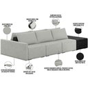 Ver imagem 7 de Sofá Ilha Modular para Sala 312cm com Puff Dublin K01 Linho Cinza e Sintético Preto - Lyam Decor