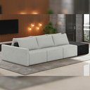 Ver imagem 6 de Sofá Ilha Modular para Sala 312cm com Puff Dublin K01 Linho Cinza e Sintético Preto - Lyam Decor