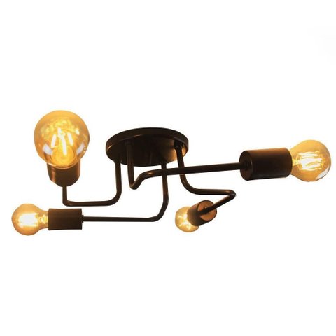 Pendente Enerlux 13025 Sputnik Aranha 4 Hastes Preto E-27