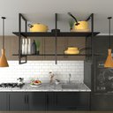 Ver imagem 2 de Prateleira Industrial de Ferro e Madeira para Cozinha - Nicho Decorativo