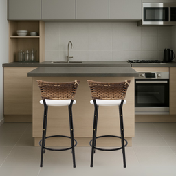 Kit 2 Bancos para Bancada Cozinha Gourmet Junco Cappuccino Balcão Ilha Banqueta 60cm Itagold - 2