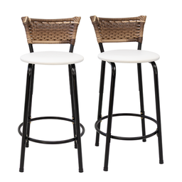 Kit 2 Bancos para Bancada Cozinha Gourmet Junco Cappuccino Balcão Ilha Banqueta 60cm Itagold - 1