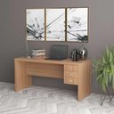 Ver imagem 3 de Kit Escritório com 1 Mesa Balcão 2 Portas e Estante 3 Nichos Cor:amêndoa