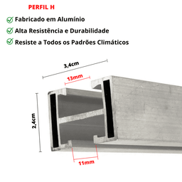 Perfil Barra Trilho Estrutura Suporte Fixador Placa Painel Solar Alumínio 2,20 Metros Perfil Master - 2